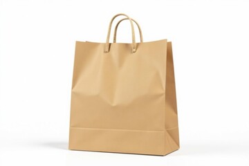 Empty brown paper shopping bag isolated on white background , material, object