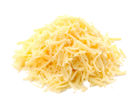 Geriebener Käse isoliert auf weißen Hintergrund, Freisteller