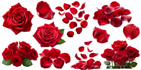 Rosen set isoliert auf weißen Hintergrund, Freisteller