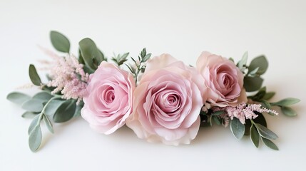 Elegant Pink Roses Floral Arrangement Beautiful Delicate Flowers Soft Pastel Colors Romantic Wedding Bridal Bouquet Nature Photography Studio Shot High Resolution Image Perfect for