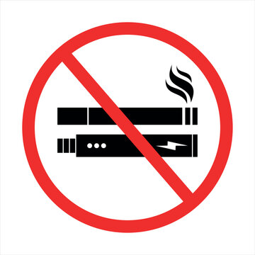 no smoking and vaping sign &ndash; prohibited symbol for cigarette and e-cigarette use in restricted areas