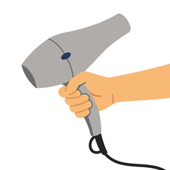 Hand Holding Hair Dryer Flat Vector Illustration