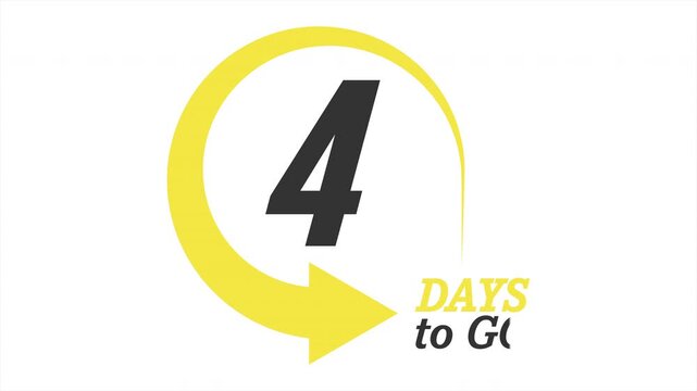 4 days to go. Stylized countdown icon. An animated banner for the start of a sale, presentation, or promotional event