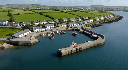 Fototapeta premium Coastal Village Harbor View