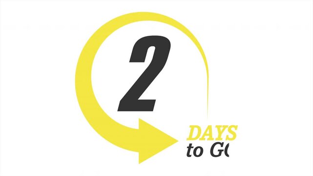 2 days to go. Stylized countdown icon. An animated banner for the start of a sale, presentation, or promotional event