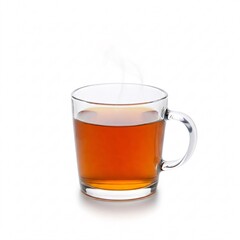 Glass cup of black tea, isolated on white