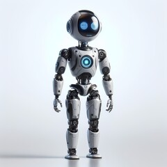 AI, advanced bot, or robot standing, 3d HD images isolated on a white background are best for creating artificial intelligence technology logos. communication, cyberspace, and cybersecurity.