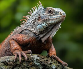 Fototapeta premium Gray-brown beautiful lizard Iguana Leguan