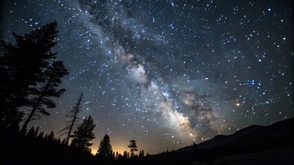 Fototapeta premium Night sky with stars sparkling on black background