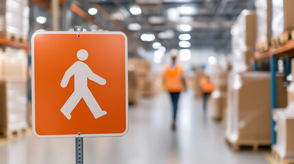 Pedestrian Traffic Sign: Ensuring warehouse safety with clear pedestrian zone signage. Promoting a safe working environment.