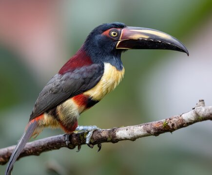 Black-necked aracari, Pteroglossus aracari, in the wild