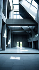 Fototapeta premium Empty spacious room with concrete walls