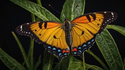 Obraz premium Vibrant butterfly resting on foliage