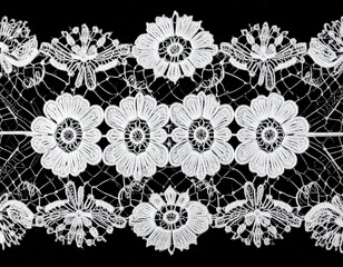 white lace on black background