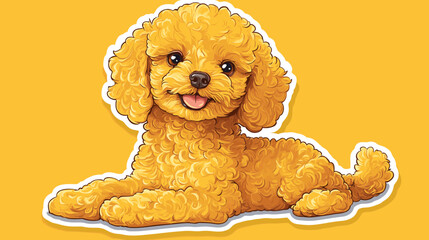 Golden Poodle's Playful Pose: An endearing cartoon representation of a fluffy golden poodle in a laid-back pose, exuding charm, affection, and delightful companionship.
