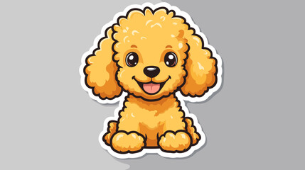 Golden Pup's Delight: A charming cartoon depiction of a smiling golden poodle, radiating warmth and joy, is presented against a simple backdrop.