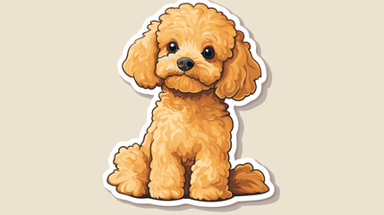 Cute Apricot Poodle Puppy: Adorable apricot-colored toy poodle puppy sits with big brown eyes in a charmingly simplistic illustration, perfect for pet lovers and  design projects.