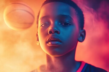 Artistic Sports Portrait of a Young Basketball Player