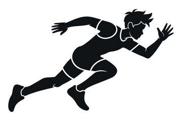 Silhouette of a Male Sprinter Running a Race Athletic Competition