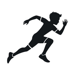 Silhouette of a Young Boy Running a Sprint Race Athletic Competition