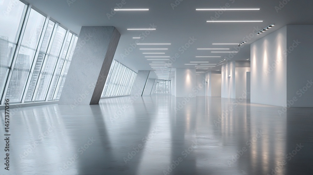 Poster modern open space with minimal elements and bright lighting