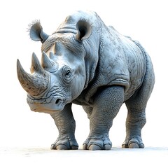 Fototapeta premium Majestic Rhinoceros Standing Tall Full Body High Resolution Photo Isolated On White