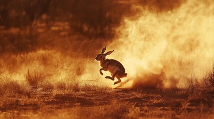 Fototapeta premium Desert Hare in Golden Sunset
