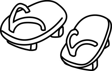 Geta Sandals - Japanese cultural icon in black and white line art, perfect for heritage-themed design and illustration