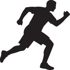 Running Man Silhouette Vector Art Illustration on a White Background