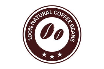 100% Natural coffee beans stamp, label, icon, tag, sign, natural coffee beans vector stamp for advertising, marketing and promotion concept 