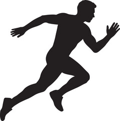 Running Man Silhouette Vector Art Illustration on a White Background