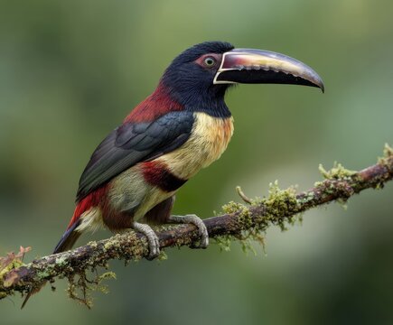 Black-necked aracari, Pteroglossus aracari, in the wild