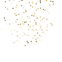 Falling golden confetti isolated on white background, PNG, party confetti, celebration confetti, shiny confetti, metallic confetti, festive confetti, golden sparkles, golden flakes