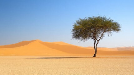 Solitary Tree in the Vast Desert Landscape