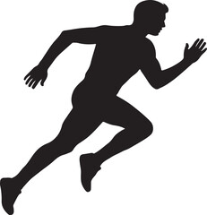 Running Man Silhouette Vector Art Illustration on a White Background
