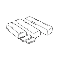 Line Drawing of Various Sizes of Rectangular Butter Sticks or Blocks