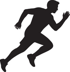 Running Man Silhouette Vector Art Illustration on a White Background