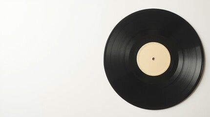 Vintage black vinyl record with an empty beige paper label