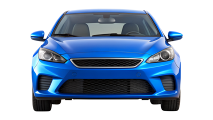 blue car isolated on transparent white background, clipping path