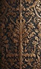 Intricate seamless damask, rich texture & refined details, graphic, gold