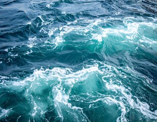 Ocean Waves Turquoise Water Textures, Ripples and Surface Movement, Marine Environment, Marine Nature, Sea, Aqua.