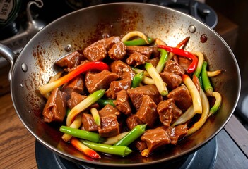 beef stew with vegetables in a pan