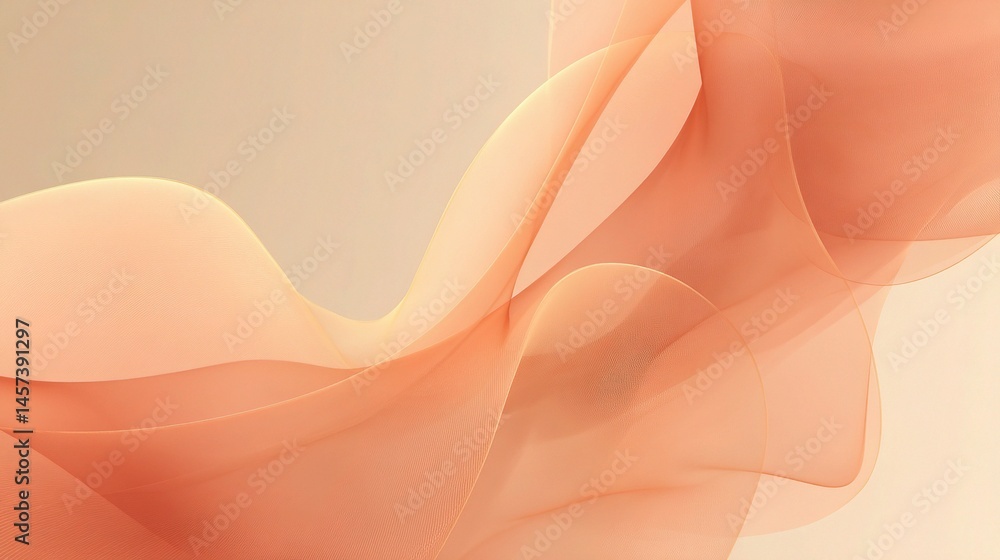 Poster abstract layered shapes with peachy tones on transparent background