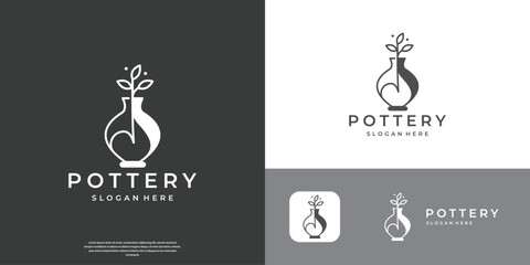 Creative Flower vases,clay ceramics pottery logo design inspiration.