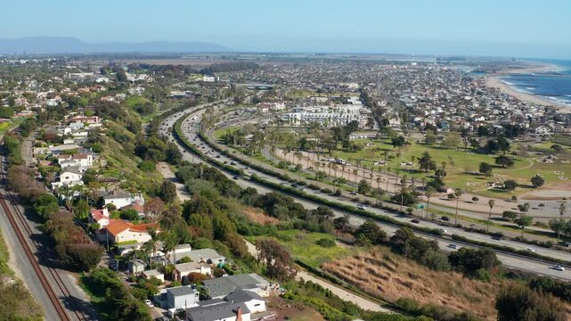 Aerial drone view of Ventura California Pacific Ocean beach coast Los Angeles 11