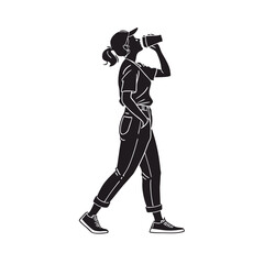 a black girlfriend standing vector art silhouette