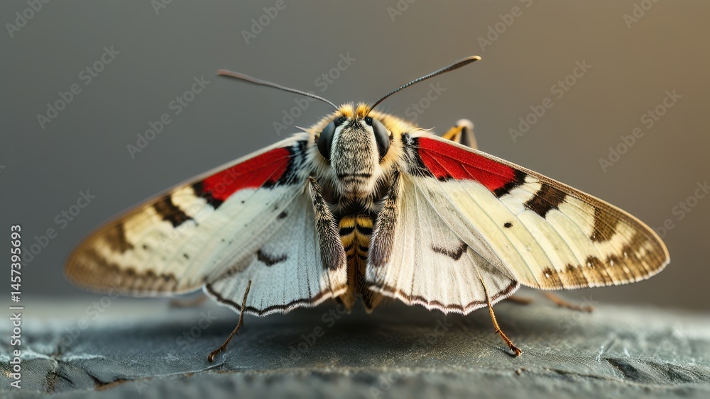 Poster close-up of a butterfly on a leaf with colorful wings displaying rich patterns in natural light sett