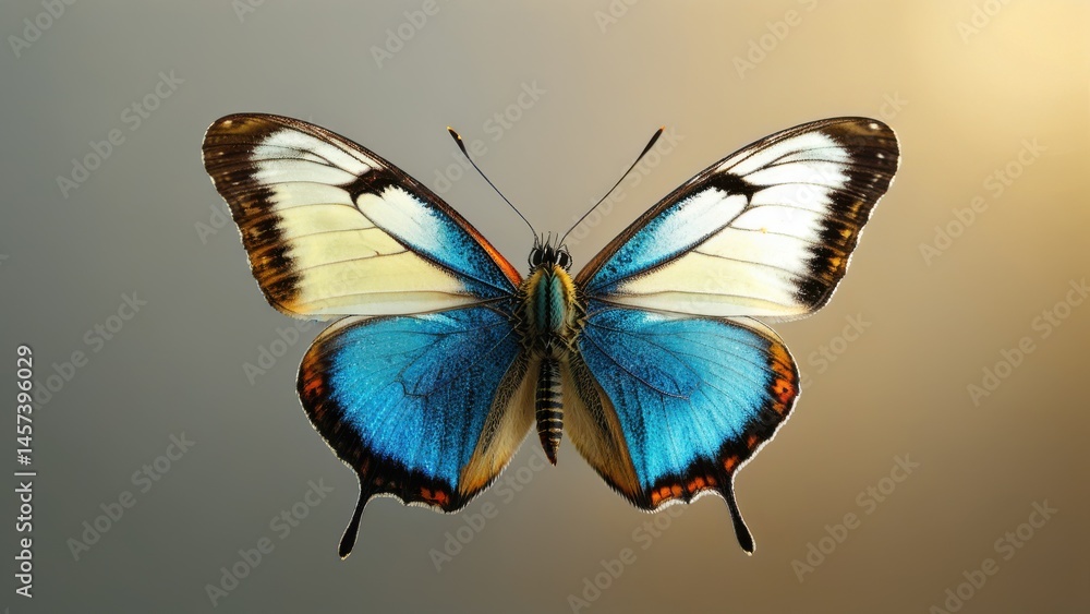 Poster vibrant blue butterfly with detailed wings showcasing intricate patterns and delicate textures again