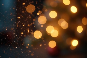 Fototapeta premium soft gold bokeh twinkle lights, festive holiday cheer, soft, xmas