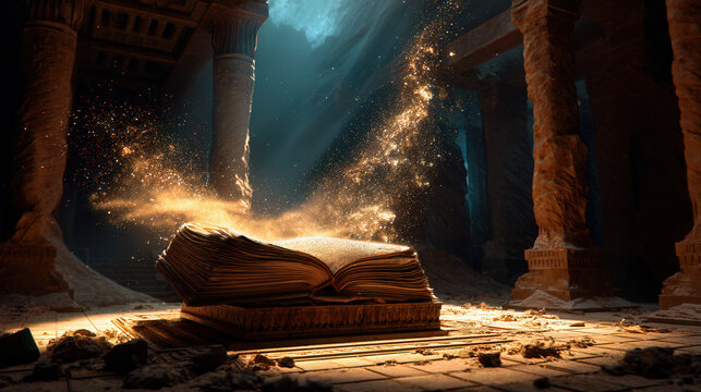 Ancient Book in Enchanted Ruins